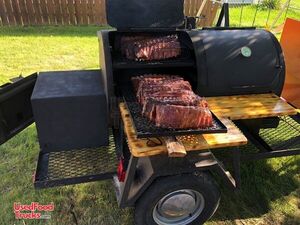 All Stainless Steel 4' x 8' Open Barbecue Trailer / Used Mobile Barbecue Pit