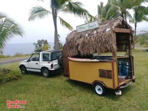 One of a Kind Tiki Hut Style Shaved Ice Concession Trailer / Eye-Catching Snowball Stand