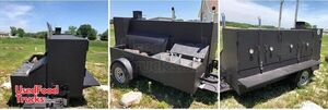Commercial-Grade Open Barbecue Smoker Trailer with Rib Warmer