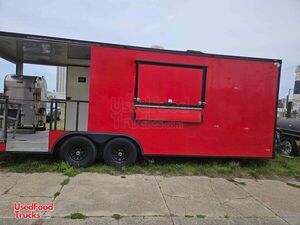 Fully Loaded 2021 - 8.5' x 14' Barbecue Food Concession Trailer with Smoker on Porch