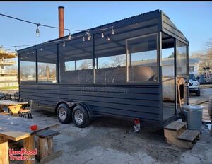 2019 8' x 24' 1000 Gallon Mill Scale Smoker Trailer Open Screened Barbecue Food Trailer