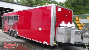 2023 8.5' x 32' BBQ Full Kitchen Food Trailer with Porch & Southern Pride Smoker + Bathroom