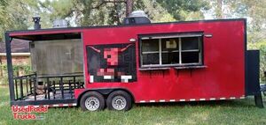 2017 - 7' x 14' Barbecue Food Concession Trailer with Open Porch